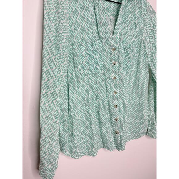 Anthropologie Maeve Rochelle Print Button Up Shirt Size 6 Green - Picture 6 of 11